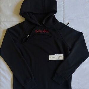 NEW WITH TAGS black embroidered hoodie